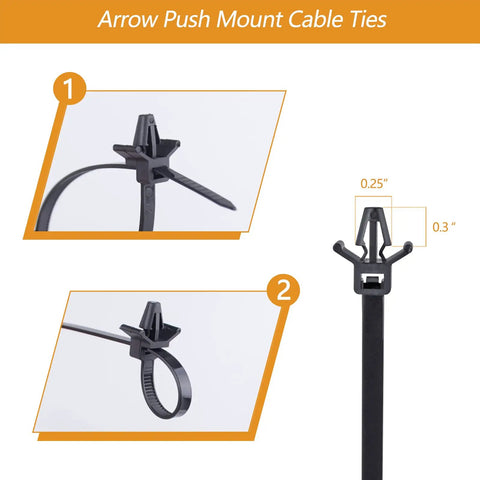 Universal Nylon Cable Tie Buckle Clips Kit 160 Pcs Self Locking Zip Ties With Push Pin Anchors for wiring and fastening