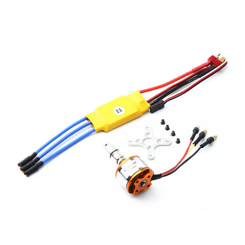 All In One Brushless Motor And 30A ESC Kit For RC Planes And Helis With T Plug And Banana Connectors 1400KV