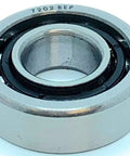 7202B Angular Contact Ball Bearing Single Row Open Design Polyamide Cage Normal Radial Clearance ABEC P0 Precision Tolerance with silver exterior.