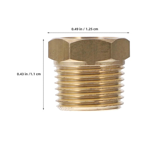 9 Piece Brass Hydraulic Fitting Kit 1 4 Inch Male Npt Threads To 1 8 Inch Female Hex Adapters Fits Tightly In Confined Areas For Plumbing Water Systems Totally Leak Proof Kickass Installation Anytime You Gotta Have It Fast brass adapter close-up with 1/4 in threads