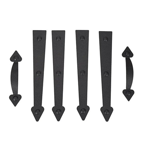 Decorative Magnetic Garage Door Hardware Kit With Faux Hinges And Classic Handles In Black Finish For Instant Curb Appeal