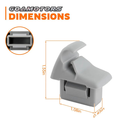 Dimensions of 2 Piece Grey Sun Visor Holder Clip For Mitsubishi Lancer Outlander Sport ASX EVO 10 Front Left And Right Replacement Clip Bracket Hanger Easy Install Durable Fitment For MR654343