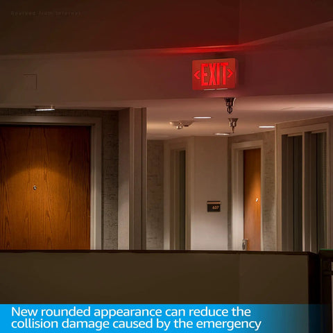 LED Emergency Exit Sign With Battery Backup Double Face Hardwired Red Exit Lights For Business Indoor Use UL 924 Approved