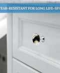 Round Dresser Drawer Pulls Set Of 2 Gold Black And White Marble Cabinet Knobs with Screws on a white cabinet