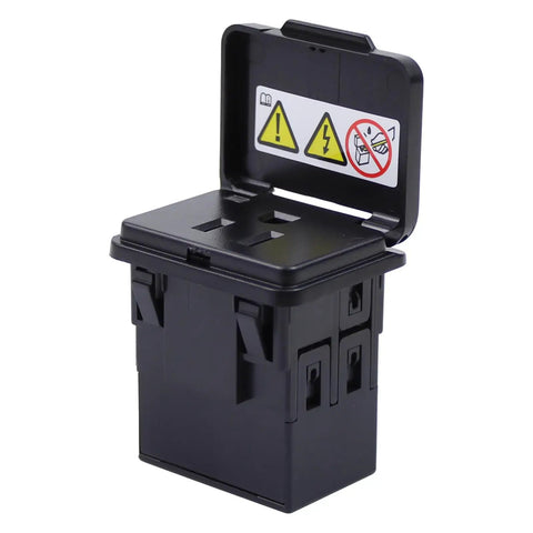 Heavy Duty Inverter Power Outlet Plug That Just Slides Right Into Your Console For A No Sweat Upgrade On Your Daily Grind Or Road Trip Setup Compatible With Chrysler Pacifica Dodge Durango Jeep Grand Cherokee Ram 1500, black plastic design with safety warnings.