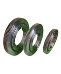 Heavy Duty External Gear Rotary Bearing For Hanging Turntables, three sizes, metal material, designed for massive loads.