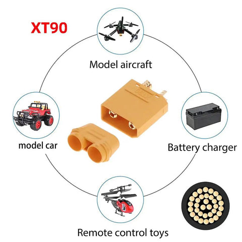 XT90 Male To Male 10AWG Extension Cable For RC Battery And Portable Power Station Solar Panel Charger Lead 1.6ft diagram