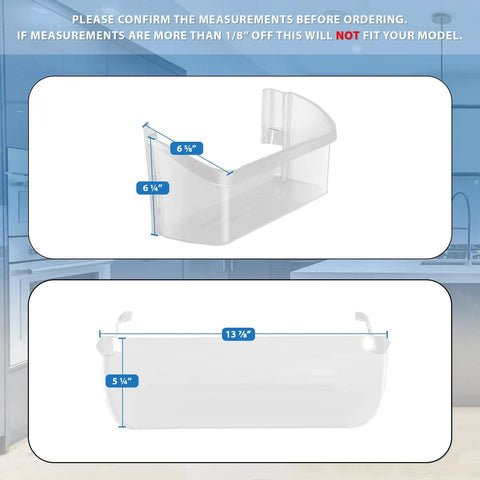 Upgraded Lifetime Appliance Door Shelf Rack Replacement For Refrigerator 240363702 AP2116106 dimensions shown