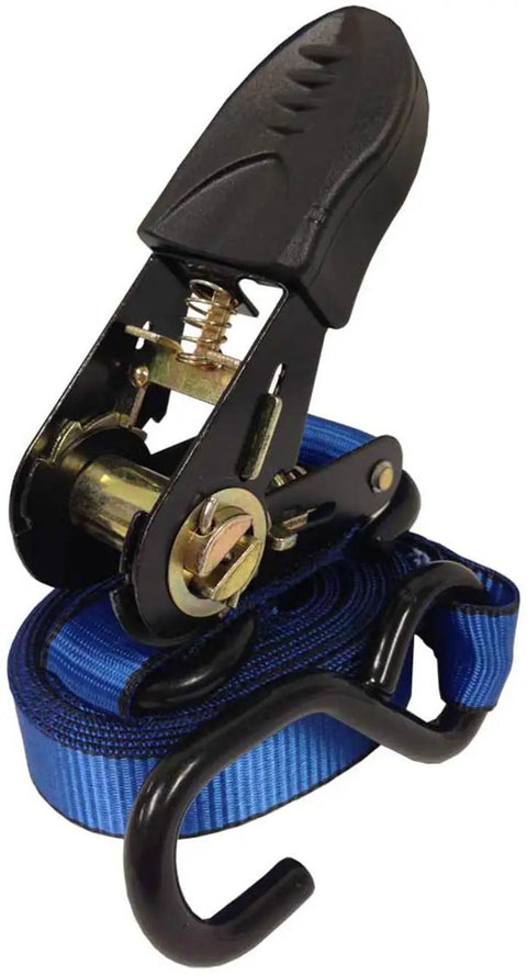 Heavy Duty 6 Pack Ratchet Straps Tie Down Haulers 1 Inch X 12 Foot With S Hooks For Cargo On Trucks Kayaks And Boats, close-up of a ratchet mechanism.