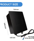 Hella Spacious Gate Opener Battery Box That Kicks Butt Holding Two 12V 12Ah Lead Acid Cells For 12 And 24V Automatic Gates and Deer Feeders, dimensions 7.64 x 9.65 x 4.53 inches, rugged black steel construction.