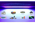 Heavy Duty 3000W LED UV Gel Curing Lamp For 3D Resin Printers And Nail Art with various curing materials beneath it.