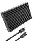 Blazing Fast 40Gbps NVMe M2 SSD Enclosure Handles Up To 8TB with aluminum casing and included Thunderbolt 4 cable.