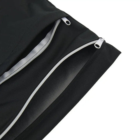 Close-up of dual zip pockets on a black 2 Pack Cloth Diaper Wet Dry Bags Waterproof Reusable with Dual Zip Pockets For Travel Beach Pool Daycare Soiled Baby Items Gym Bag For Swimsuits Or Wet Clothes