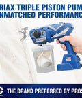 Professional Corded Airless Paint Sprayer With Triax Triple Piston Pump And Smart Control Dial, compact design for precise painting.