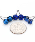 Blue Stud Earrings Set For Women, Three Pairs Featuring Sparkling Cubic Zirconia Rhinestones, Luminous Faux Pearl, And September Birthstone Bling, Stainless Steel Posts, Hypoallergenic, Perfect For Daily Wear Or Parties. Blue stud earrings set with coin for size