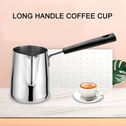 Milk Frothing Pitcher 20oz Stainless Steel No Drip Spout Long Handle Turkish Coffee Pot Frother For Espresso Machine Latte Art