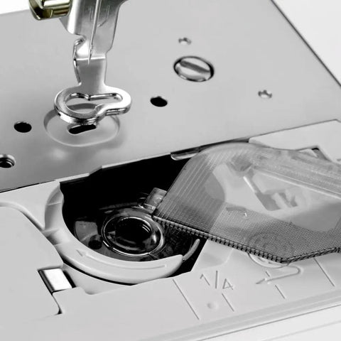 Close-up of NQ1700E Embroidery Machine With 6x10 Field Must Have Wireless Setup, showing bobbin area and presser foot.