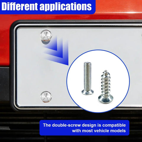 Smooth Shine Sparkling Rhinestone License Plate Screws With Security Anti Theft Caps, aluminum screws on a license plate.