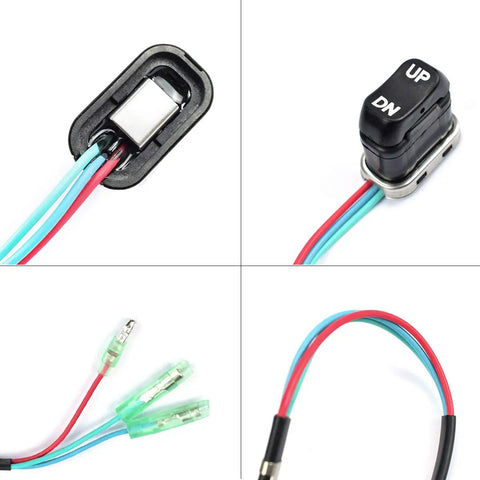 Outboard Tilt Trim Switch Replacement Remote Control For Marine Outboards Compatible With 87-16991A1 87-18286A43, switch and wiring