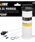 Ditch The Grease Monkey Grind With This 6.5L Manual Oil Extractor Pump Fluid Evacuator showing sealed drum, tubes, and accessories.