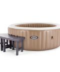 Two Pack PureSpa Accessory Benches For Four Person Spas, Easily Combine To Create A Larger Bench next to inflatable spa