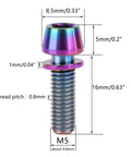 Solid Ride Ready Grade Five Titanium Hex Drive Bolts With Matched Lock Washers M5 X 16 Millimeter colorful fastener for bike mods