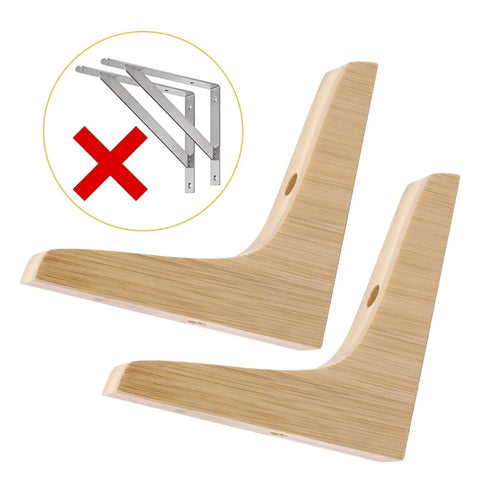 Solid Wood Shelf Brackets Set Of Two L Shape Corner Supports With Mounting Screws For Easy Install In Kitchen Bedroom Living Room And Pantry, 3.74 By 3.74 By 0.79 Inches, Smooth Rounded Edges