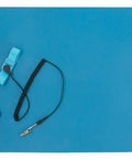 Pre Cut ESD Table Mat Kit With Wrist Strap Grounding Jack And Two Snaps For Safe Assembly And Electronics Workstations Anti Static Surface Light Blue 24 By 48 Inches, blue mat with wrist strap