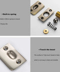 Components of Heavy Duty Brass Ball Catch Door Latch Set For Cabinets And Closets Adjustable Spring Loaded 12mm Thread Plate