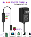 20W USB-C Power Supply for Raspberry Pi 4 With 5V 4A Output, Built In On Off Switch, 5ft Cable, UL Listed, Reliable PD Charger