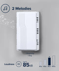 Two Melodies Wired Mechanical Doorbell Chime With Ding Dong Or Ding Melodies, White Plastic, Button Not Included, 85 dB Loudness