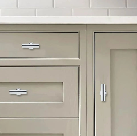 10 Pack Polished Chrome Cabinet Knobs 2 Inch Solid Zinc Drawer Pulls For Cabinets Dressers Closets And Wardrobes Sleek Durable Easy Install Hardware With Modern Shine on beige cabinets