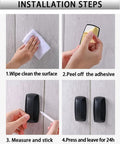 Installation steps for 6 Pack Self Stick Cabinet Handles And Drawer Pulls With Adhesive, Drill Free Installation shown.