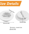 Size details for 4 Pack White Round Recessed Cabinet Handles 65mm Stainless Steel Sliding Door Pulls with 304 stainless steel screws