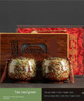 Kick Up Your Pantry Game With These Premium Ceramic Sealed Storage Jars For Loose Tea And Coffee Beans Featuring Ridiculously Tight Lids Really Cool Retro Double Bin Gift Box Organizer with two green tea canisters.