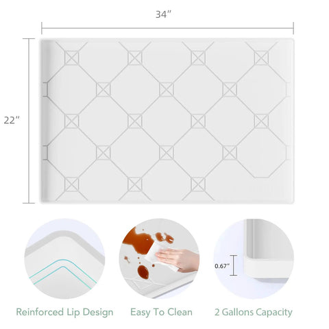 Under Sink Mat 22x34 Inch Waterproof Cabinet Liner For Kitchen And Bathroom, Leak Proof Drip Spill Protection with Reinforced Edges