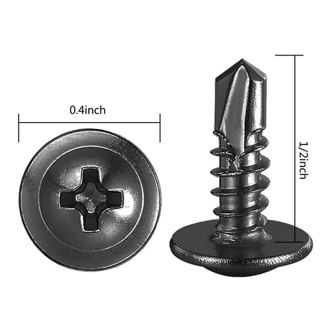 410 Stainless Steel Sheet Metal Self Tapping Screws Eight By One Half Inch Truss Head side and top view