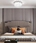 Shimmering Crystal Chandelier Lighting For Bedroom Living Room Hallway Bar And Dining, 8 Lights, Dope Modern Chrome Flush Mount on bedroom ceiling