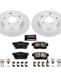 Front view of Power Stop CRK2391 rear rotor and ceramic brake pads kit with two coated rotors.