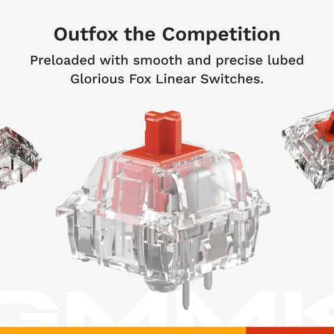 Glorious Fox Linear Switches for Dope Silver Full Size Mechanical Keyboard Featuring Machined Aluminum Frame Gasket Mount System Hot Swappable Switches