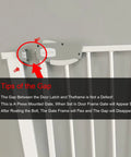 Extra Wide Baby Gate For Stairs And Doorways With Auto Close No Drilling Pressure Mounted Metal Safety Gate lock mechanism close-up