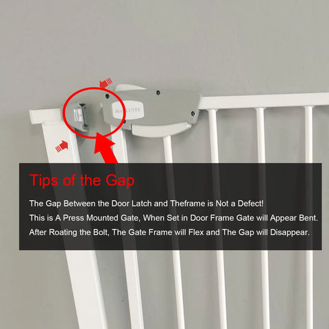 Extra Wide Baby Gate For Stairs And Doorways With Auto Close No Drilling Pressure Mounted Metal Safety Gate lock mechanism close-up
