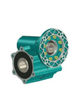 Front view of Waterproof Worm Gearbox Reducer CYXRV70 With 19 Input And 30mm Output Shaft, blue casing, for heavy-duty cleaning systems.