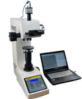 Rock Solid Laboratory Grade Digital Macro Vickers Hardness Tester with camera setup and laptop for HV HK material testing.