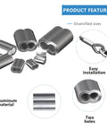 Heavy Duty Aluminum Crimp Loop Sleeve 5/64 Inch 2mm Cable Ferrules For Wire Rope Crimp Loops Durable Corrosion Resistant Easy To Use With Crimping Tool Pack Of 50 Pieces, aluminum sleeve with two holes