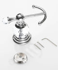 Heavy Duty Polished Chrome Crystal Wall Hook Top Shelf Bathroom Robe Hanger with mounting screws and base.