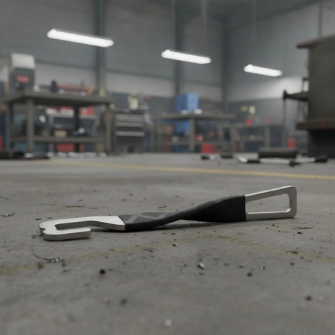 Heavy Duty Stainless Steel Car Door Stopper And Holder With Leather Cover For Parking Ventilation Keeps Rear Door Securely Open And Fresh Air Circulation Perfect Accessory on a garage floor.