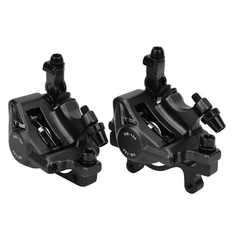 Heavy Duty Hydraulic Disc Brake Front And Rear Set Mountain Road Bike Aluminum Alloy Build Two Way Piston close-up on calipers