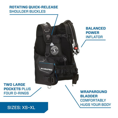 Super Cinch Front Adjustable Scuba Diving BCD With Balanced Power Inflator For Recreational Diving, small size, EndurTex material.