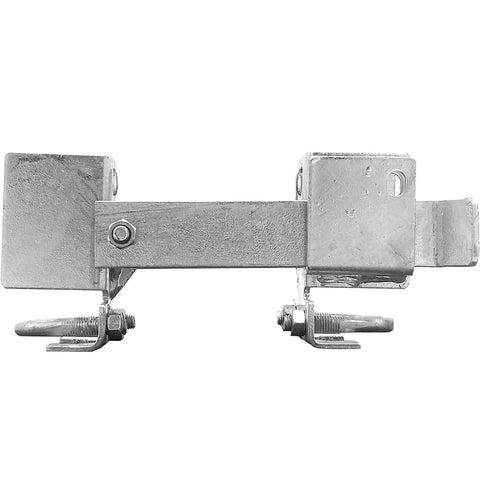 Residential Double Gate Latch For Chain Link Fences Strong Arm Sentry Style Galvanized Steel side view
